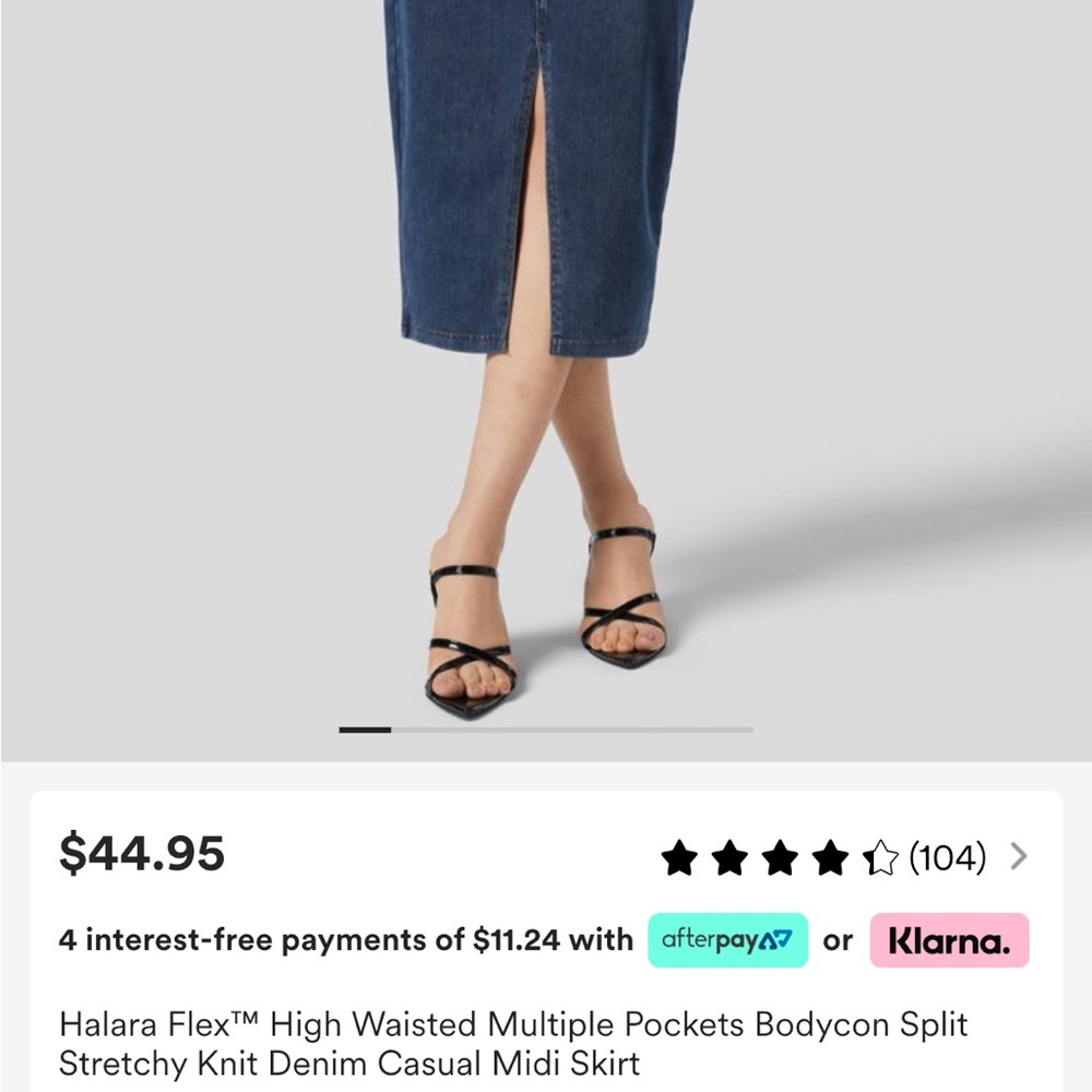 Halara Flex High Waste Bodycon Split knit Denim MIDI Skirt